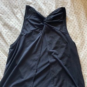 Sheer black open back athletic tank